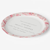 Modern Blush Paisley Typografy Brautparty Roun Pappteller (Schrägansicht)