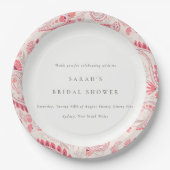 Modern Blush Paisley Typografy Brautparty Roun Pappteller (Vorderseite)