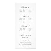 Modern Blush Peach Floral Service Menu Price List Werbekarte (Hinten)