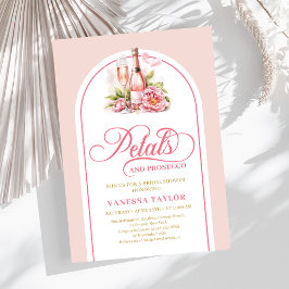 Modern blush petals and prosecco invite boho arch einladung
