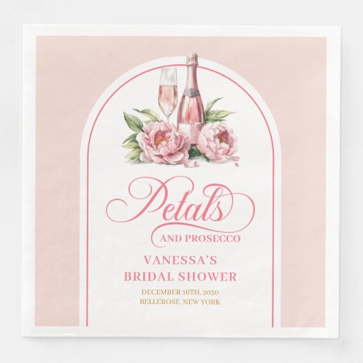 Modern Blush Petals and Prosecco Party Napkins Serviette (Vorderseite)