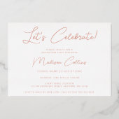 Modern Blush Pink 3 Foto Abschluss Gold Folieneinladung (Rückseite)