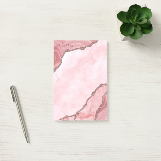 Modern Blush Pink Agate Geode Post-it Klebezettel (Büro)