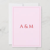 Modern blush pink and red minimalist wedding einladung (Rückseite)