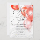 Modern Blush Pink Balloons Girl Baby Shower Einladung (Vorderseite)