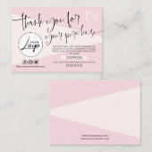 Modern Blush Pink Bestellung Danke Business Card Visitenkarte (Vorne/Hinten)
