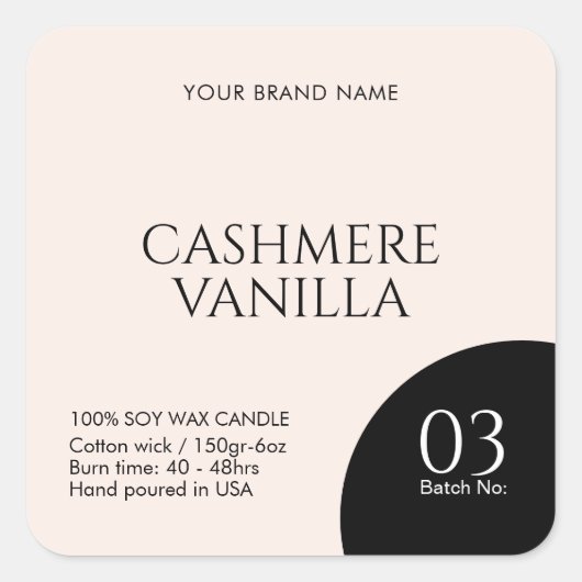Modern blush pink black candle label sticker (Vorderseite)