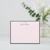 Modern Blush Pink Black Frame Note Card Einladung (Stehend Vorderseite)