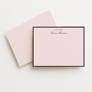 Modern Blush Pink Black Frame Note Card Einladung