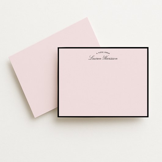 Modern Blush Pink Black Frame Note Card Einladung