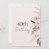Modern Blush Pink Boho Floral Geburtstag Einladung (Rückseite)