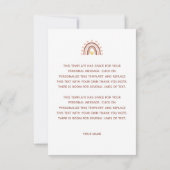 Modern Blush Pink Boho Rainbow Danke Karte (Rückseite)