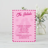 Modern Blush Pink Chevron QR Code Wedding Details Begleitkarte (Stehend Vorderseite)
