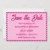 Modern Blush Pink Chevron Stripe QR Code Save The Date (Vorderseite)