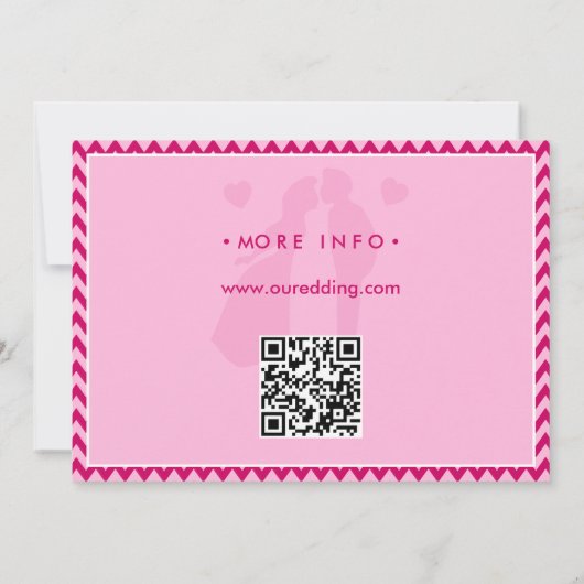 Modern Blush Pink Chevron Stripe QR Code Save The Date (Rückseite)