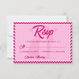Modern Blush Pink Chevron Stripe QR Code Wedding RSVP Karte