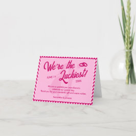 Modern Blush Pink Chevron Stripe Wedding Dankeskarte