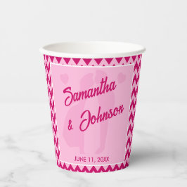 Modern Blush Pink Chevron Stripe Wedding Pappbecher