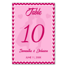 Modern Blush Pink Chevron Stripe Wedding Tischnummer