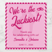 Modern Blush Pink Chevron Stripe Wedding Weinetikett (Einzelnes Label)