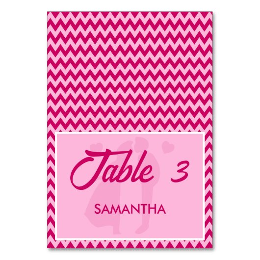 Modern Blush Pink Chevron Wedding Place Card Tischnummer (Vorderseite)