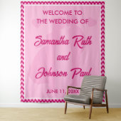 Modern Blush Pink Chevron Wedding Welcome Backdrop Wandteppich (Beispiel)