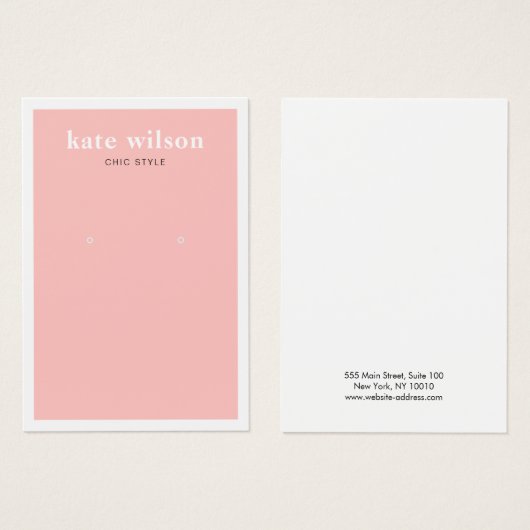 Modern Blush Pink Earring Display Card (Vorne & Hinten)