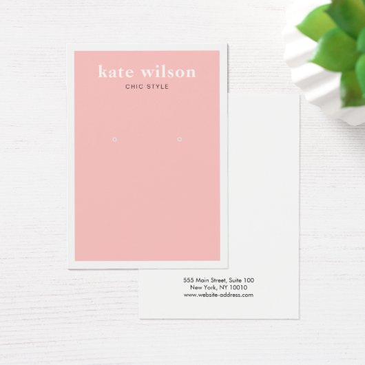 Modern Blush Pink Earring Display Card (Schreibtisch)