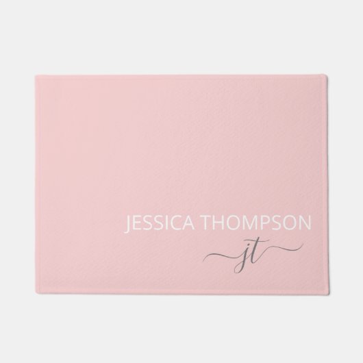 Modern Blush Pink Einfache Bezeichnung für das Mon Fußmatte (Vorderseite)