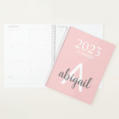 Modern Blush Pink Einfache Monogramm Name 2023 Planer (Anzeige)