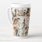 Modern Blush Pink Familie Foto Collage Keepake Milchtasse (Linke Ecke)