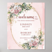Modern Blush Pink Floral Gold Glitter Welcome Poster (Vorne)