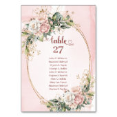 Modern Blush Pink Floral Gold Wedding Table Number Tischnummer (Rückseite)