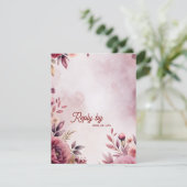 Modern Blush Pink Floral QR Code Romantic Wedding RSVP Karte (Stehend Vorderseite)