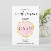 Modern Blush Pink Girly Trendy Sweet 16 Einladung (Stehend Vorderseite)