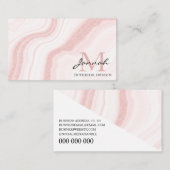 Modern Blush Pink Glitzer Marbour Agate Monogram Visitenkarte (Vorne/Hinten)