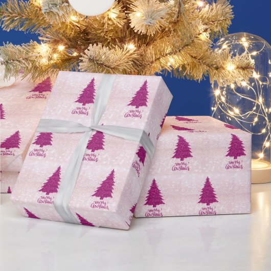 Modern Blush Pink Glitzer Weihnachtsbaum Sparkle Geschenkpapier (Feiertage)