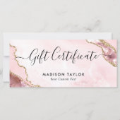Modern Blush Pink Gold Agate Certificate Geschenkk (Vorderseite)