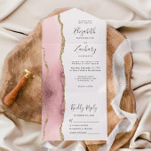 Modern Blush Pink Gold Agate Wedding All In One Einladung