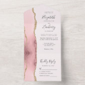 Modern Blush Pink Gold Agate Wedding All In One Einladung (Innen Boden)