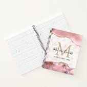 Modern Blush Pink Gold Glitzer Agate Monogram Notizblock (Innenseite)