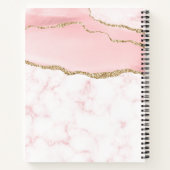 Modern Blush Pink Gold Glitzer Agate Monogram Notizblock (Rückseite)