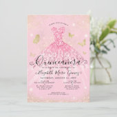 Modern Blush Pink Gold Glitzer Quinceanera Einladung (Stehend Vorderseite)
