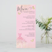 Modern Blush Pink Gold Glitzer Quinceanera Menükarte (Stehend Vorderseite)