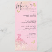 Modern Blush Pink Gold Glitzer Quinceanera Menükarte (Vorderseite)