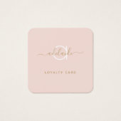 Modern Blush Pink Gold Monogram Name Loyalty Card (Vorderseite)