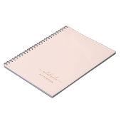 Modern Blush Pink Gold Monogram Script Name Einfac Notizblock (Linke Seite)