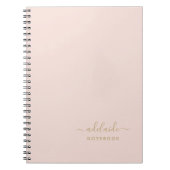 Modern Blush Pink Gold Monogram Script Name Einfac Notizblock (Vorderseite)