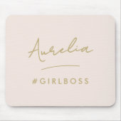 Modern Blush Pink Gold Script Bester Girl Boss Mousepad (Vorne)