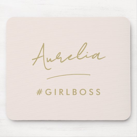 Modern Blush Pink Gold Script Bester Girl Boss Mousepad (Vorne)